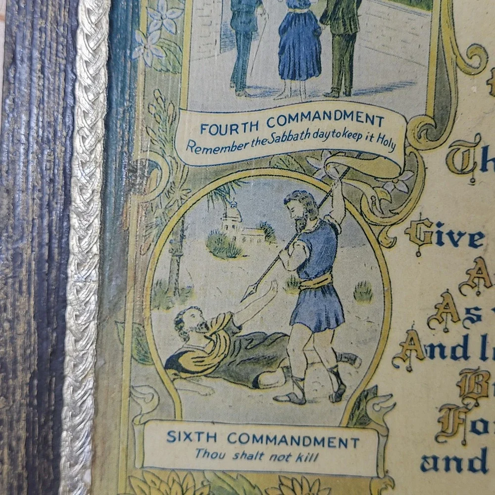 Vintage 1925 Wilson Chemical Co Tyrone PA Lords Prayer Ten Commandments Plaque